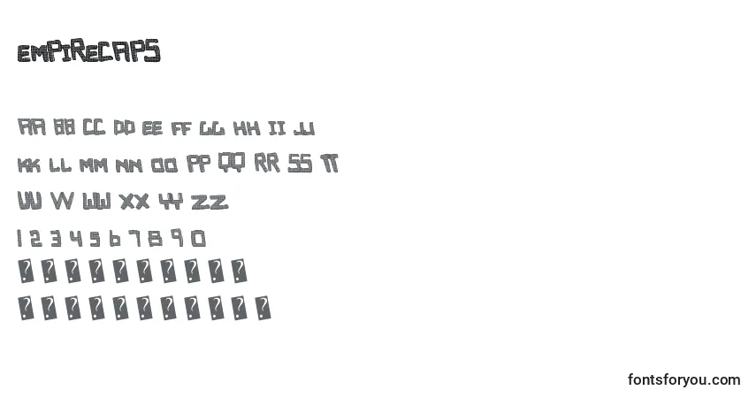 Czcionka Empirecaps – alfabet, cyfry, specjalne znaki