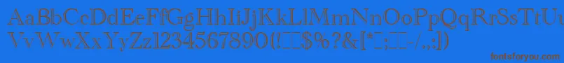 AcademyEngraved Font – Brown Fonts on Blue Background