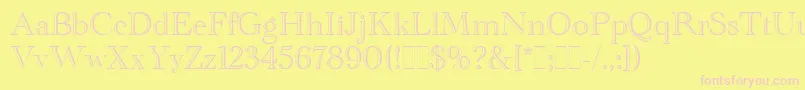 AcademyEngraved Font – Pink Fonts on Yellow Background