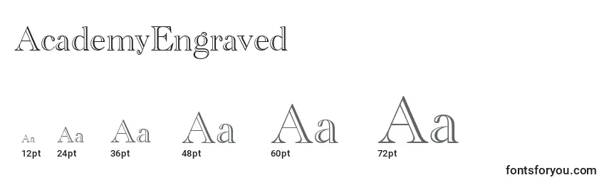 AcademyEngraved Font Sizes