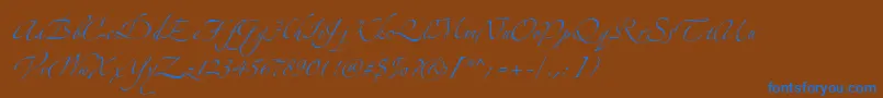 AlexandraZeferinoTwo-Schriftart – Blaue Schriften auf braunem Hintergrund