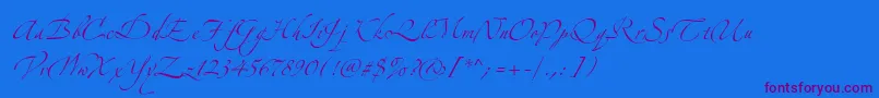 AlexandraZeferinoTwo-Schriftart – Violette Schriften auf blauem Hintergrund