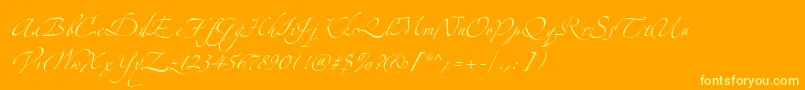 AlexandraZeferinoTwo-Schriftart – Gelbe Schriften auf orangefarbenem Hintergrund