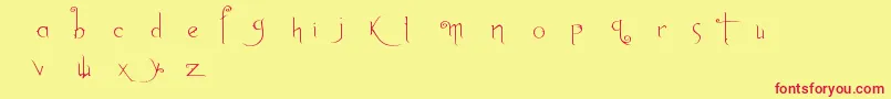 AnywhereButHome-Schriftart – Rote Schriften auf gelbem Hintergrund