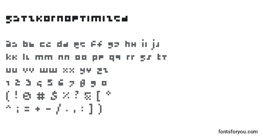 Czcionka SatzkornOptimized – alfabet, cyfry, specjalne znaki