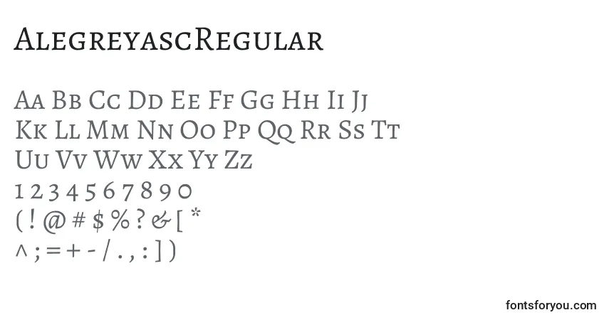 Fuente AlegreyascRegular - alfabeto, números, caracteres especiales