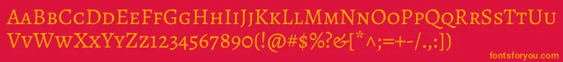AlegreyascRegular-Schriftart – Orangefarbene Schriften auf rotem Hintergrund