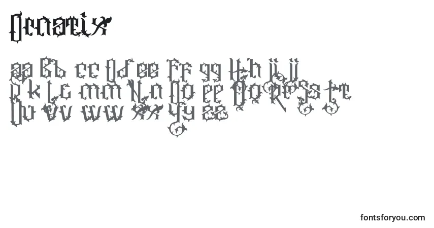 Schriftart Ornatix – Alphabet, Zahlen, spezielle Symbole