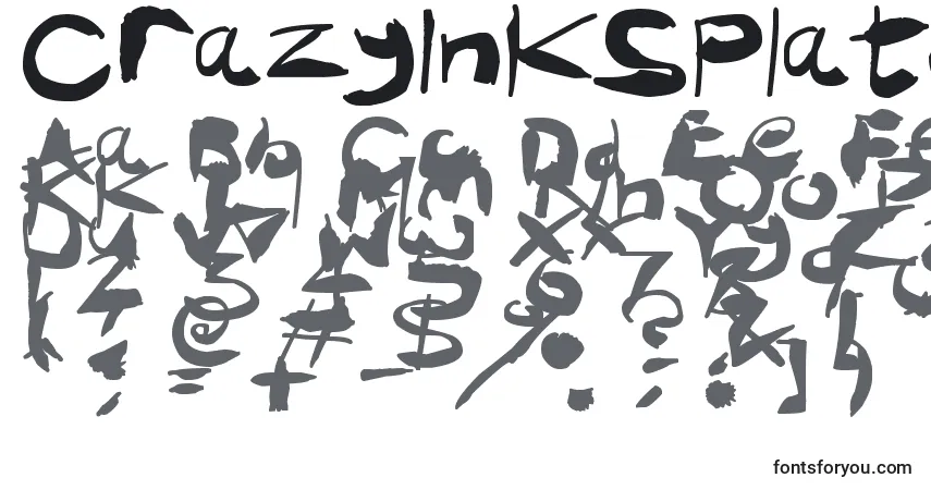 A fonte CrazyInkSplats – alfabeto, números, caracteres especiais