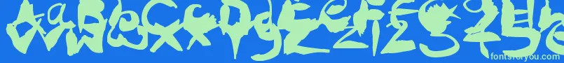 CrazyInkSplats Font – Green Fonts on Blue Background