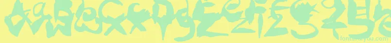 CrazyInkSplats Font – Green Fonts on Yellow Background