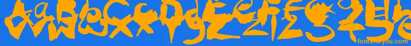 CrazyInkSplats Font – Orange Fonts on Blue Background