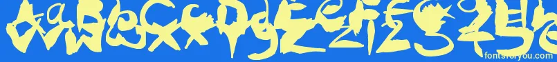 CrazyInkSplats Font – Yellow Fonts on Blue Background