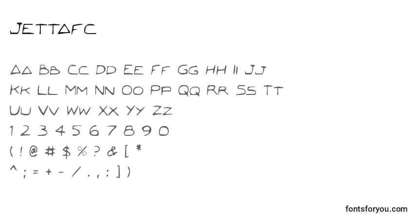 A fonte Jettafc – alfabeto, números, caracteres especiais