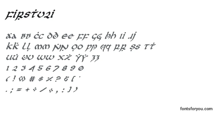 Schriftart Firstv2i – Alphabet, Zahlen, spezielle Symbole