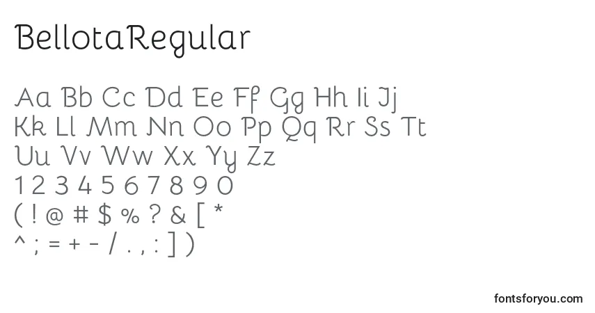 Schriftart BellotaRegular – Alphabet, Zahlen, spezielle Symbole