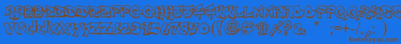 FreightTrainGangsta-Schriftart – Braune Schriften auf blauem Hintergrund