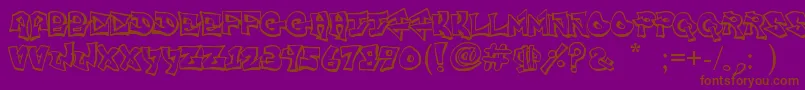 FreightTrainGangsta-Schriftart – Braune Schriften auf violettem Hintergrund