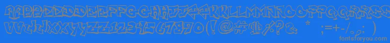 FreightTrainGangsta-Schriftart – Graue Schriften auf blauem Hintergrund