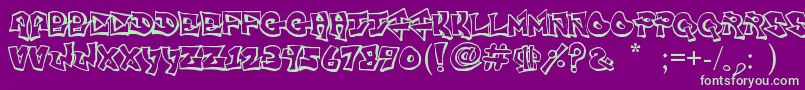 FreightTrainGangsta-Schriftart – Grüne Schriften auf violettem Hintergrund