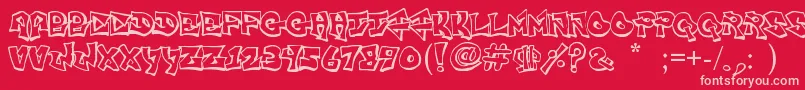 FreightTrainGangsta-Schriftart – Rosa Schriften auf rotem Hintergrund