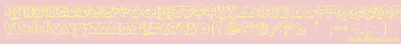 FreightTrainGangsta-Schriftart – Gelbe Schriften auf rosa Hintergrund
