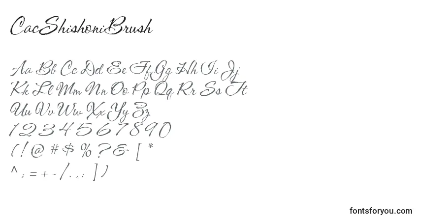 A fonte CacShishoniBrush – alfabeto, números, caracteres especiais