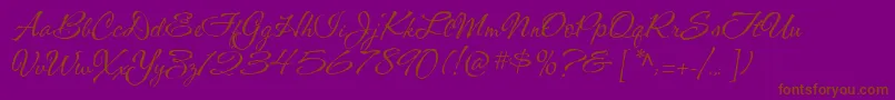 CacShishoniBrush-Schriftart – Braune Schriften auf violettem Hintergrund