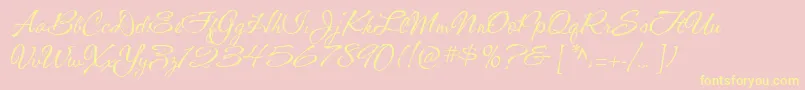 CacShishoniBrush Font – Yellow Fonts on Pink Background