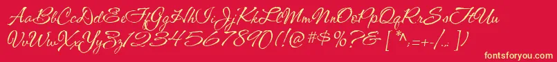 CacShishoniBrush Font – Yellow Fonts on Red Background