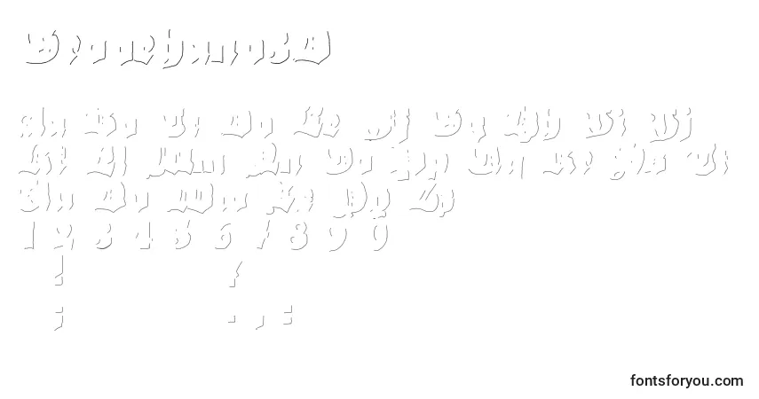 Czcionka Grobehand3D – alfabet, cyfry, specjalne znaki