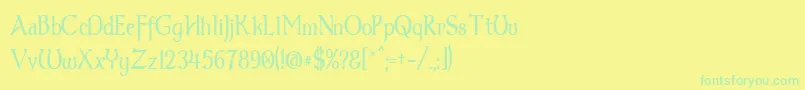 Fonte Dum3thin – fontes verdes em um fundo amarelo