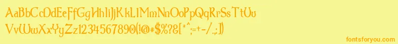 Dum3thin-Schriftart – Orangefarbene Schriften auf gelbem Hintergrund