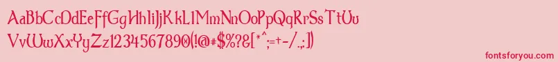 Dum3thin-Schriftart – Rote Schriften auf rosa Hintergrund