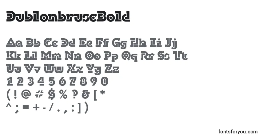 A fonte DublonbruscBold – alfabeto, números, caracteres especiais
