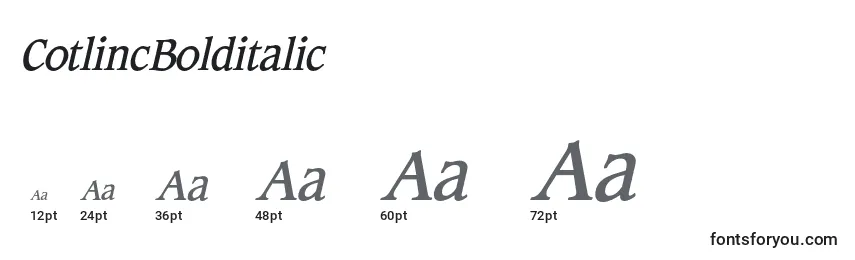 CotlincBolditalic Font Sizes
