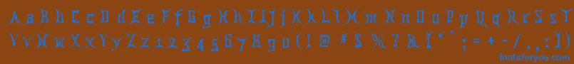 フォントChinatwn – 茶色の背景に青い文字