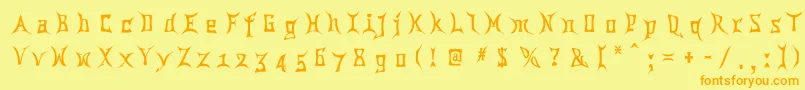 Fonte Chinatwn – fontes laranjas em um fundo amarelo