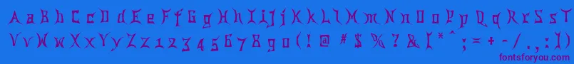 Fonte Chinatwn – fontes roxas em um fundo azul