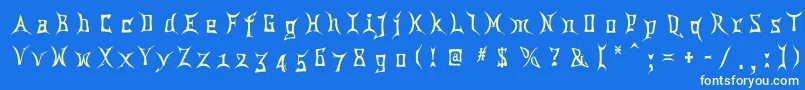 Fonte Chinatwn – fontes amarelas em um fundo azul