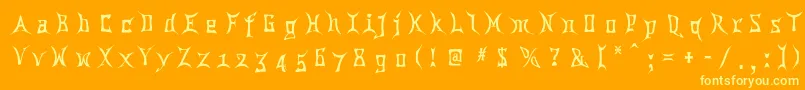 Chinatwn-Schriftart – Gelbe Schriften auf orangefarbenem Hintergrund