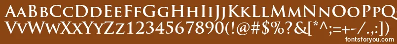 フォントTrajanproBold – 茶色の背景に白い文字