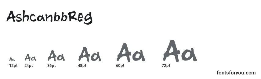 AshcanbbReg Font Sizes