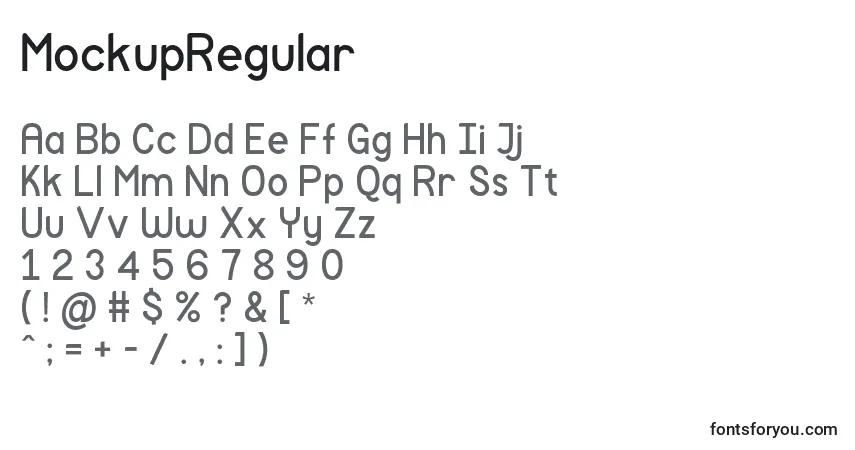 A fonte MockupRegular – alfabeto, números, caracteres especiais