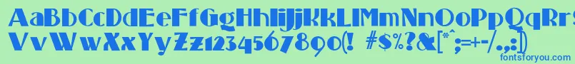 フォントStandingroomonly – 青い文字は緑の背景です。