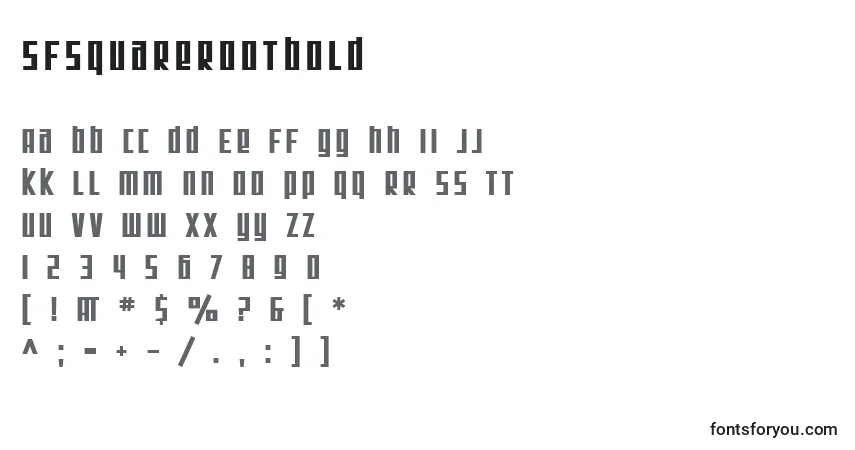 Czcionka SfSquareRootBold – alfabet, cyfry, specjalne znaki