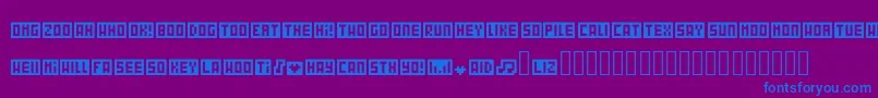 Wordbits-Schriftart – Blaue Schriften auf violettem Hintergrund