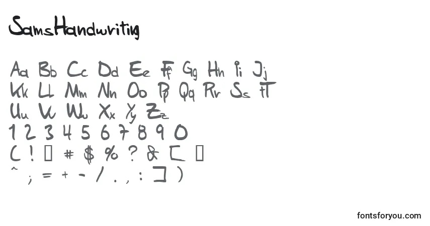 Schriftart SamsHandwriting – Alphabet, Zahlen, spezielle Symbole