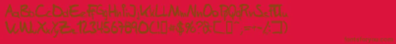 フォントSamsHandwriting – 赤い背景に茶色の文字