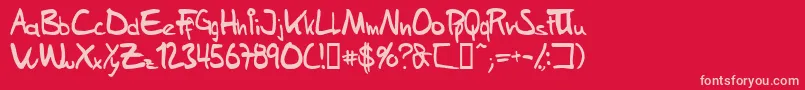 SamsHandwriting Font – Pink Fonts on Red Background